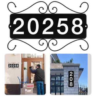 Imagem de GOSUNWEY Placa de endereço de metal, números de casas de rua, placas de endereço para casas, placa de endereço montada horizontal e vertical para casa, escritório, rua, jardim, quintal, caixa de