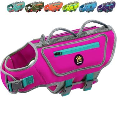 Imagem de Sheripet Colete salva-vidas para cães para natação, colete salva-vidas de alta flutuação para cães grandes, colete flutuante refletor de boa visibilidade, maiô de neoprene ajustável para animais de