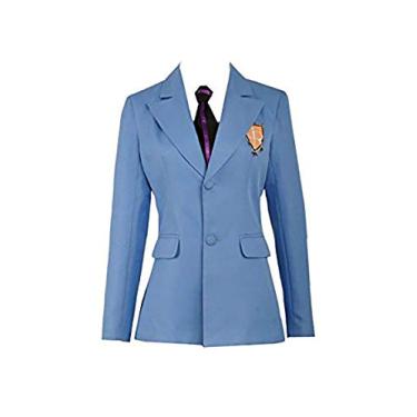Imagem de Cos-Love Ouran High School Host Club blazer e gravata de uniforme adulto, fantasia de cosplay Anime Fujioka Haruhi Halloween (em estoque), Azul, Male Large