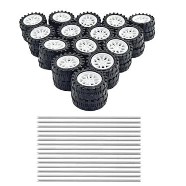 Imagem de 30PCS Toy Car Wheel 2mm Dia Shaft Plastic Car Wheel with 15PCS Metal Shaft Axles for RC Car Truck Robot DIY Model Toy Building Projects (Style 1)
