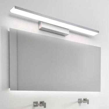 Imagem de GZZBMY Candeeiros de parede LED espelho de banheiro luz moderna arandela de parede de alumínio acrílico imagem sobre espelho barbeador de maquiagem guarda-roupa quarto sala de estar (luz neutra prata