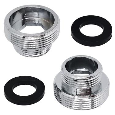 Imagem de Aerador adaptador de torneira para purificador de água, conector macho de 16 mm x 1 mm a 22 mm, adaptador de torneira de latão, aerador de conector de torneira para banheiro e cozinha (prata, 2 peças)