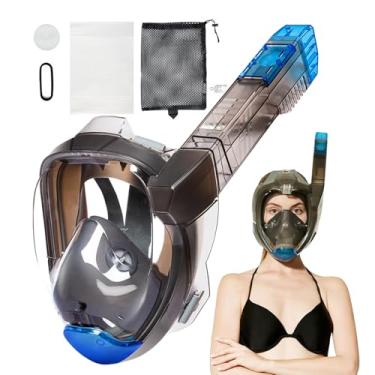 Imagem de Máscara de Snorkel de Rosto Completo - Máscara De Mergulho Para Homens,Visão Panorâmica de 180° Antiembaçante Confortável para Homens e Mulheres em Atividades Aquáticas