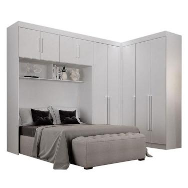 Imagem de Quarto De Casal Modulado 9 Portas Orion Branco – Leifer Móveis