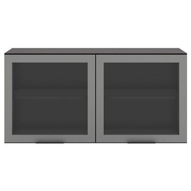 Imagem de Armário Aéreo 2 Portas Vidro Etna Grafite – Poliman