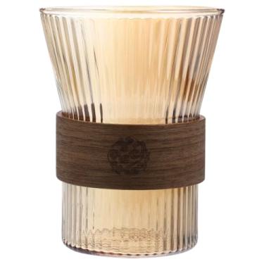 Imagem de DECHOUS Copo de escova de dentes de vidro, design ergonômico, cintura de madeira para enxaguar e beber