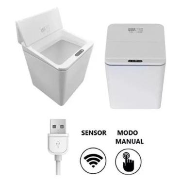 Imagem de Lixeira Inteligente Automática 6 Litros Sensor Proximidade Bateria Rec