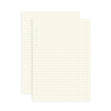Imagem de NatSumeBasics Pacote com 2 folhas de papel A5 para fichário, 90 folhas de 14 x 20 cm, 6 furos para diário de viagem pessoal (papel quadriculado A5)
