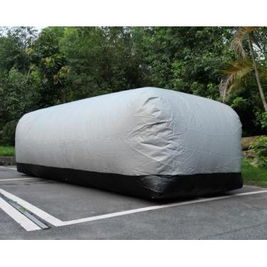 Imagem de Capa de carro inflável portátil barraca de garagem hermética escudo definitivo exterior/interior carro bolha veículo abrigo para estacionamento de carro pintura lavagem e armazenamento (cinza + preto