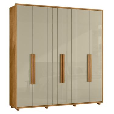 Imagem de Guarda Roupa Casal Portinari Ripado 6 Portas Cumaru-opala - Madetec Cumaru-opala