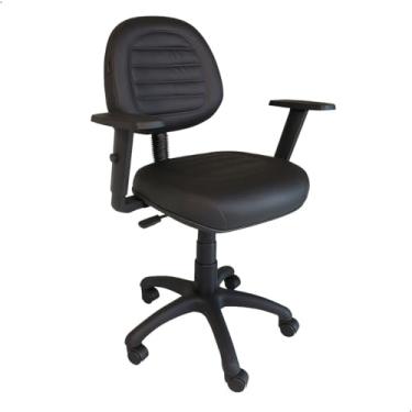 Imagem de Cadeira Executiva Giratória Arkab com Braços Regulável– Assento Costurado, Cor Preta, Ergonômica Confortável e Moderna para Escritório e Home Office