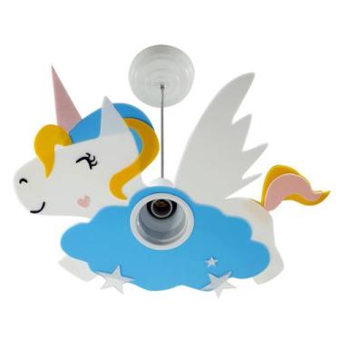 Imagem de Luminária Pendente Cabeça Unicórnio Azul Teto Quarto Menino (a) Infant