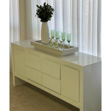 Imagem de Bandeja Vidro Branco Decoração Luxo 60X30 - Inova Decor