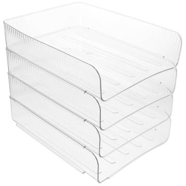 Imagem de Veemoon Organizador de bandeja de papel A4 empilhável de 4 camadas para suporte de documentos de mesa, grande abertura para escritório, sala de aula e uso doméstico