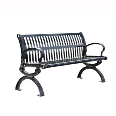 Imagem de ZzleoyuUUs-12 Banco de jardim ao ar livre cadeira de alumínio pés placa de aço superfície lazer encosto ao ar livre banco parque 1,5/1,8 metros banco de pátio (grande)