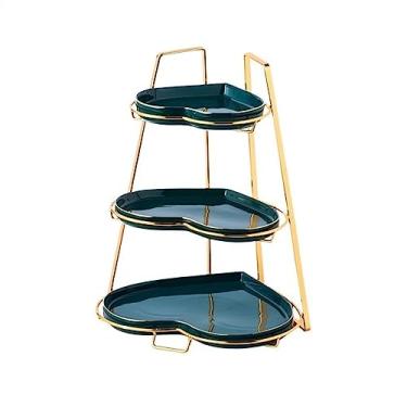 Imagem de Suporte de bolo, decoração de mesa de sobremesa, três camadas, suporte de exibição de bolo de frutas, bandeja dim sum para chá da tarde para casamento, jantar, prato de bolo, doces, cupcake