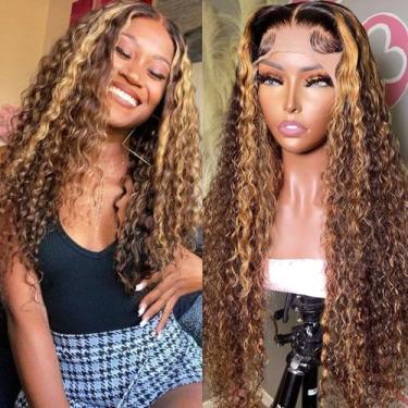 Imagem de Perucas Aveiyce Highlight Ombre HD transparentes 13x4 de renda frontal