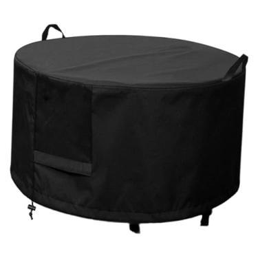Imagem de WeiLaiKeQi Capa para fogueira redonda com alça à prova de intempéries, capa para lareira externa, protetor de tecido Oxford para quintal, pátio externo de jardim, 92 Cm X 92 Cm X 51