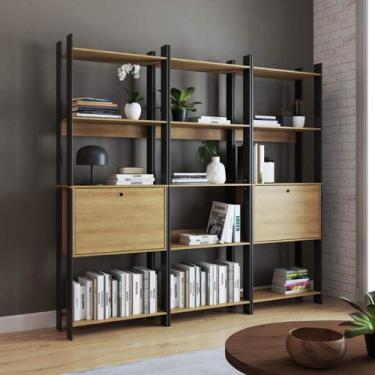 Imagem de Conjunto Estantes para Escritório com 13 Prateleiras e 2 Portas 3 Peça