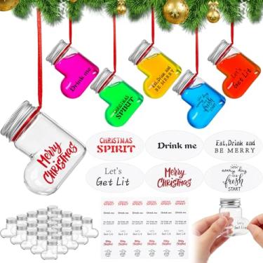 Imagem de Baquler 30 peças de bolas de bebida de Natal, enfeite de vidro de plástico, enchimento, enfeites de árvore de Natal, lâmpadas transparentes para decoração de festas de fim de ano, ambientes internos e