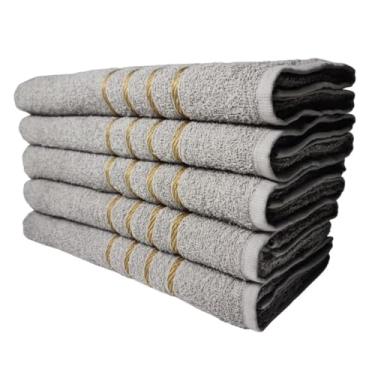 Imagem de Toalha de Banho Dubai Kit 10 Peças 70x130cm 330g/m² Macia com Costuras Reforçadas (Cinza)