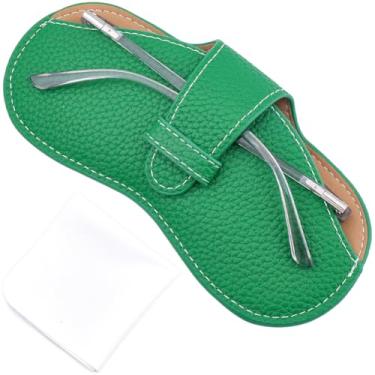 Imagem de CREATCABIN Estojo fino de couro para óculos de sol, bolsa portátil para viagem, porta-óculos, leve, com pano de limpeza macio, presente para mulheres e homens, férias na praia, 17 x 9 cm, verde