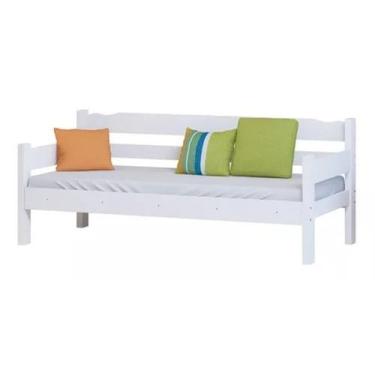 Imagem de Sofá Cama 03 Lugares Madeira Maciça Reforçada Branco Com Colchão D20 -