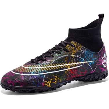 Imagem de Tênis de futebol masculinos de futebol com pontas longas, couro e borr