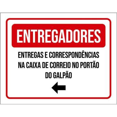 Imagem de Placa Entregadores  Galpão Seta Esquerda 36X46