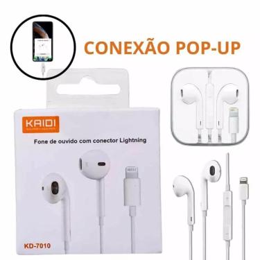 Imagem de Fone de Ouvido Kaidi 7010 Lightning com Fio Mic Estéreo Kaidi KD-7010 771-Unissex