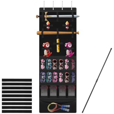 Imagem de Organizador sobre a porta para armas de brinquedo, organizador de armazenamento de armas de brinquedo com bolsos e compartimentos, organizador de armazenamento de brinquedos para quartos de crianças
