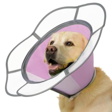 Imagem de Coleira macia de cone para cães após a cirurgia, coleira eletrônica ajustável com escudo removível, leve, respirável, cone protetor antilambida para animais de estimação grandes, médios e pequenos