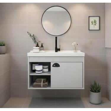 Imagem de Armário Para Banheiro 60Cm Mdf Com Cuba - Monza Lineo - Riverzza