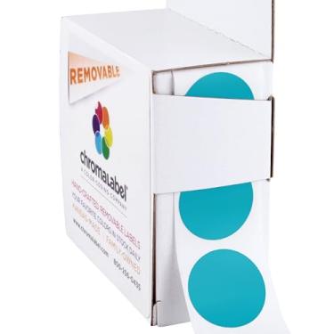 Imagem de ChromaLabel Etiqueta redonda de 2,5 cm com código de cor removível, 1000 etiquetas por caixa dispensadora, azul-petróleo