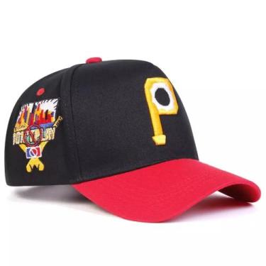 Imagem de Boné Unissex Aba Curva Bordado Letra P Ajustavél - ElaShopp, Vermelho