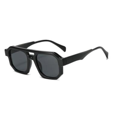 Imagem de Óculos de Sol Femininos com Ponte Dupla e Lentes Degradê Transparentes, Estilo Punk Masculino, Proteção UV400, Ideais para Esportes ao Ar Livre, Corrida e Ciclismo, nas Cores Preto e Cinza.