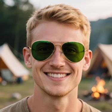 Imagem de Óculos de sol aviador polarizados para homens e mulheres – Estilo piloto clássico com ajuste confortável para atividades ao ar livre, Verde, F