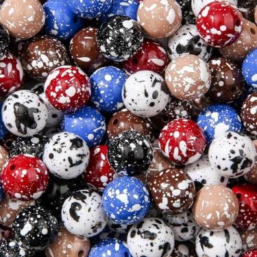 Imagem de BERMRO Contas de acrílico de 16 mm, 100 peças, cor escura, espaçador, miçangas, chiclete, para Halloween, DIY, artesanato, colar, pulseira, joias, chaveiro (pomo)