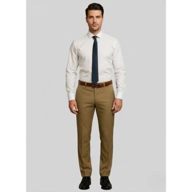 Imagem de Calça Social Masculina Slim Marrom Esverdeado Calça de Terno Oxford pa