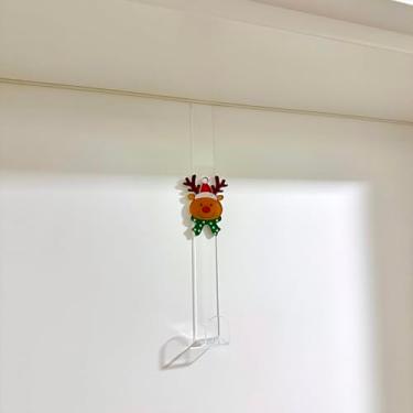 Imagem de Suporte para Guirlanda de Natal, Gancho de Porta com Personagens Natalinos, Conjunto com Pingentes de Boneco de Neve, Papai Noel, Rena e Pinguim (Rena - Transparente)