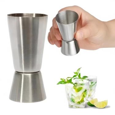 Imagem de Dosador Duplo de Bebidas em Aço Inoxidável, Medidor Profissional para Coquetéis, 30ml e 60ml, Jigger Bartender