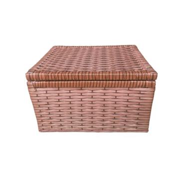 Imagem de Baú Cesta Caixa Organizadora De Fibra Sintética 40x32x23,Quarto, cozinha, varanda, banheiro(Indiano)