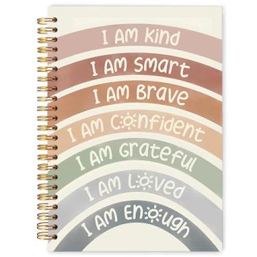 Imagem de WARDOS Caderno inspirador Boho Sunshine Rainbow 13 x 20 cm, caderno de citação motivacional, "I Am Kind Smart Brave Positive Affirmation Journal for Women