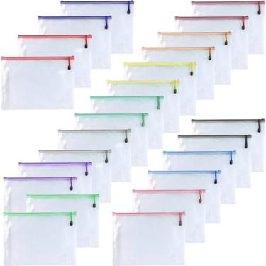 Imagem de Niziting - Bolsas de malha com zíper 7,6 x 12,7 cm pastas de plástico para organização, material de escritório, viagem, armazenamento doméstico 7,6 cm x 12,7 cm