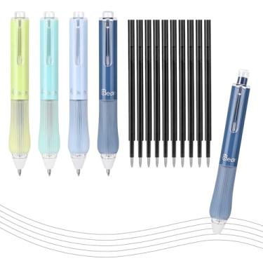 Imagem de Temiary 4 canetas de gel apagáveis retráteis e 10 recargas, caneta de tinta de secagem rápida com borracha, escrita suave de ponta fina de 0,5 mm para material de escritório de volta às aulas (tinta