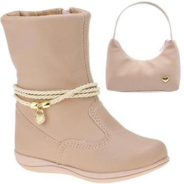 Imagem de Bota Infantil Feminina Pingente com Bolsinha Nude - Club Happy-Feminino