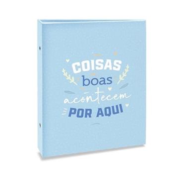 Imagem de Álbum de fotos Ical, encadernação tradicional, para 80 fotos 15x21cm - envelope plástico preto - linha Criativa - modelo coisas boas acontecem aqui - 898