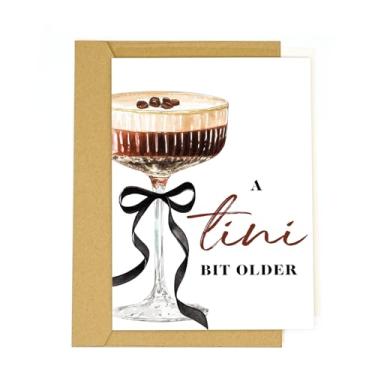 Imagem de tiangqiwoole Cartão de aniversário Espresso Martini - Cartão engraçado de café e coquetel para mulheres melhor amiga irmã filha esposa-Um presente de aniversário mais velho Tini Bit (Classic-Tini)