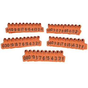 Imagem de Domary Etiqueta de Orelha de Vaca de Porco TPU 100 Unidades Com Número 001-100 Etiqueta de Orelha Acessório de Gado Agrícola, para Identificação, Reprodução e Vacinação de Animais, (Laranja)