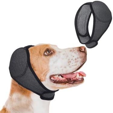 Imagem de InnoHHustle Capa de orelha silenciosa para cães, capuz calmante, ajustável, protetor de orelha de cachorro, elástico à prova d'água para barulho, banho, cuidados e alívio da ansiedade (cinza, grande)